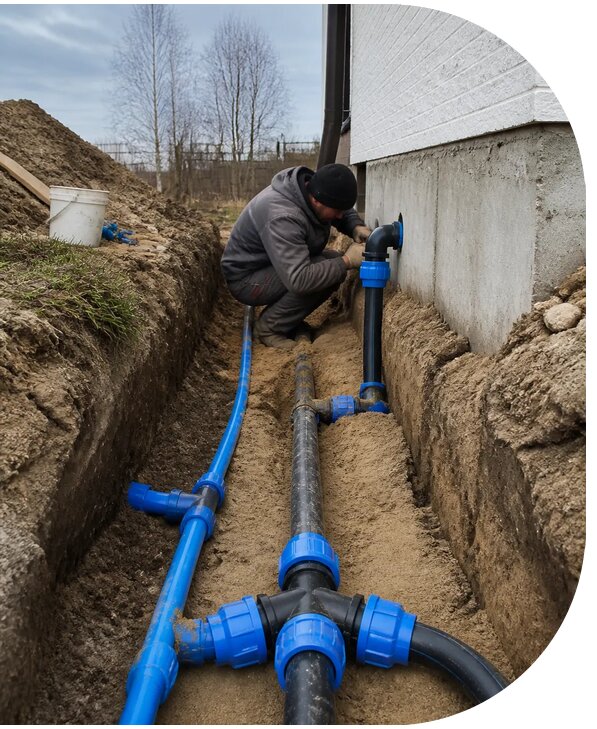 Монтаж наружного водопровода на участке под ключ в Королёве