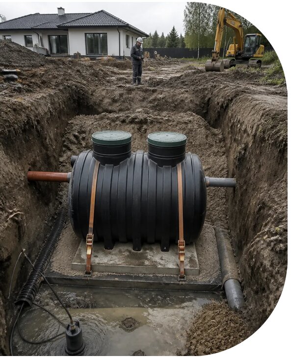 Монтаж септика при высоком уровне грунтовых вод в Королёве